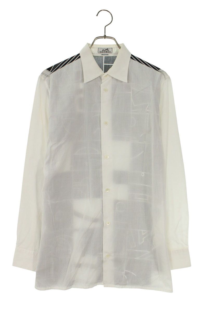 エルメス サイズ:42 バック総柄切り替え長袖シャツ 中古 SB01 エルメス バック総柄切り替え長袖シャツ メンズ 39 ※12/28～1/6 発送