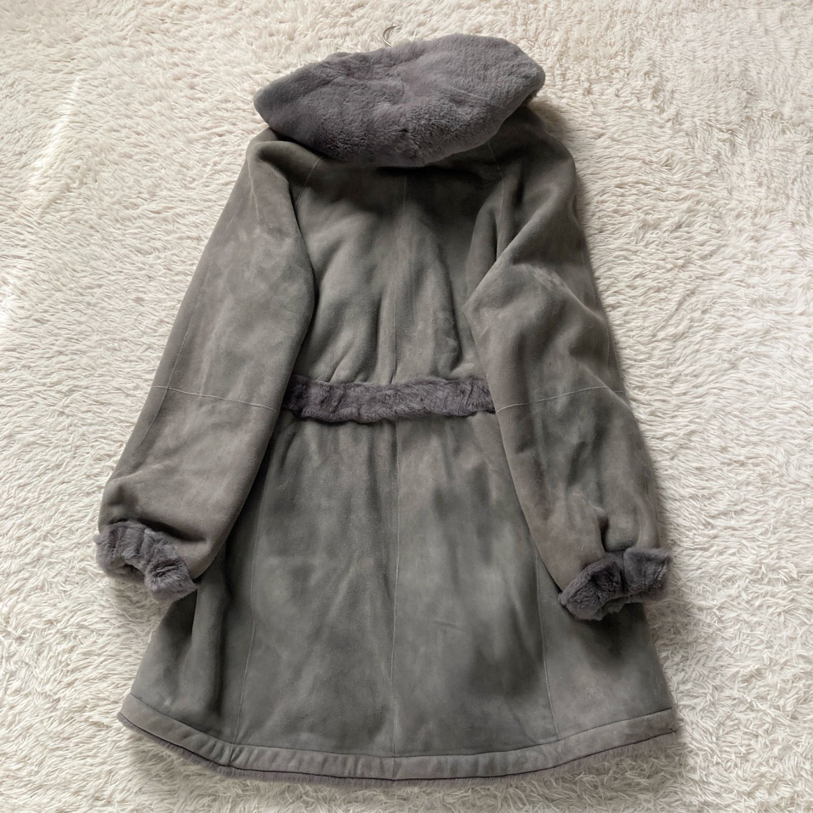 ダーマコレクション ムートンジャケット コート 毛皮 本革 グレー Lサイズ ダーマコレクション DAMA collection 本革 リアルムートンコート 贅沢