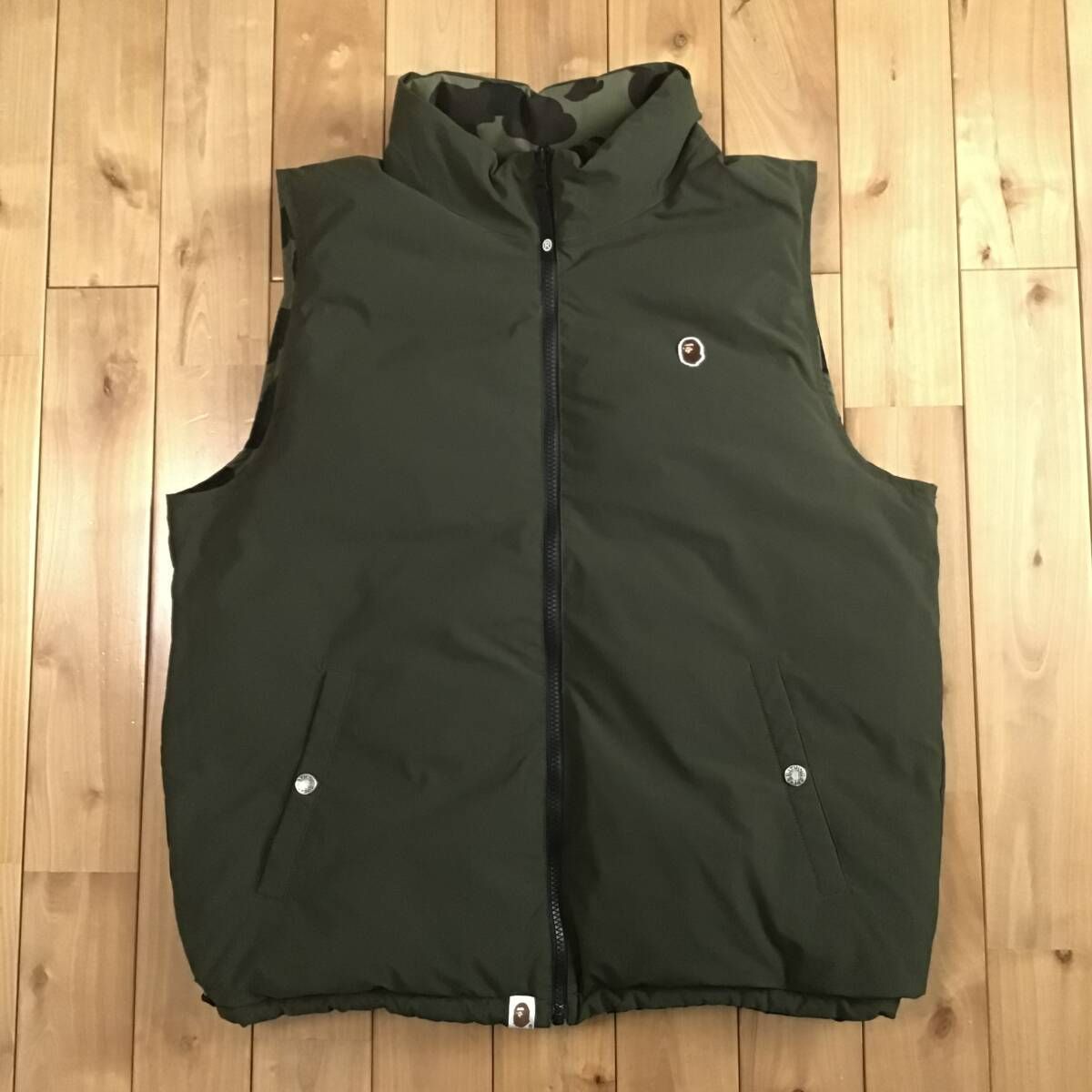 ☆リバーシブル☆ ダウンベスト 1st camo green Mサイズ a bathing ape