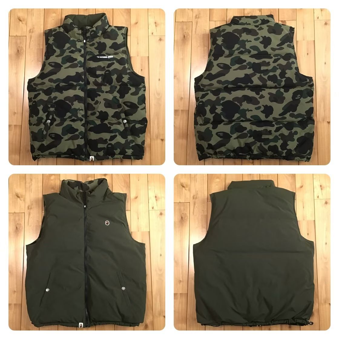 ☆リバーシブル☆ ダウンベスト 1st camo green Mサイズ a bathing ape