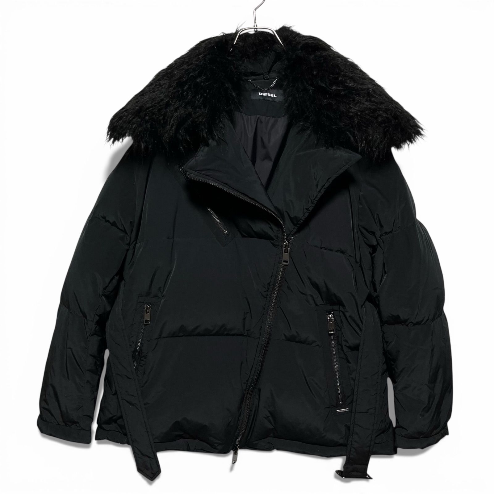 DIESEL ディーゼル ダックダウン コート レディース S 黒 ファー 