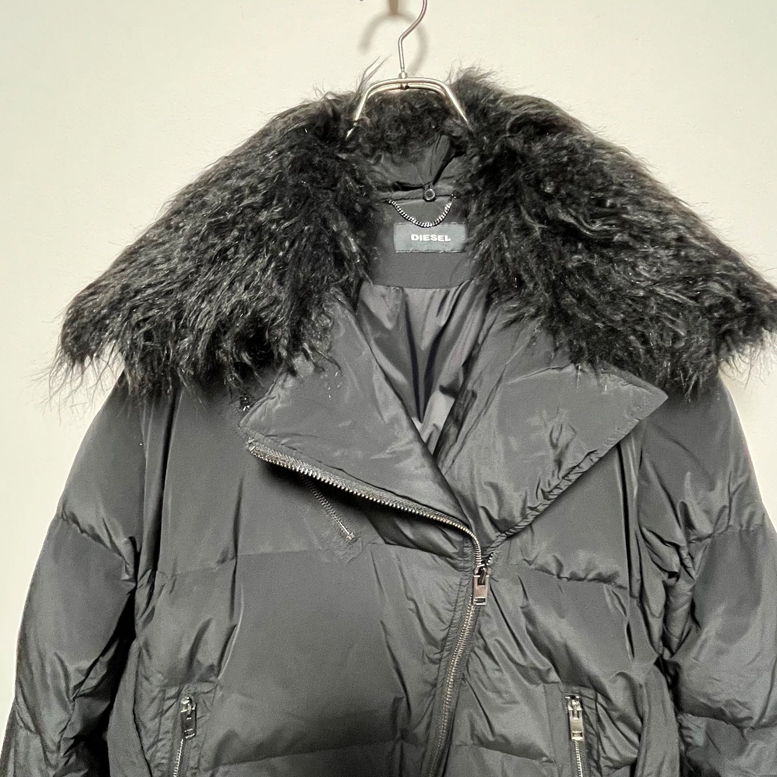 DIESEL ディーゼル ダックダウン コート レディース S 黒 ファー