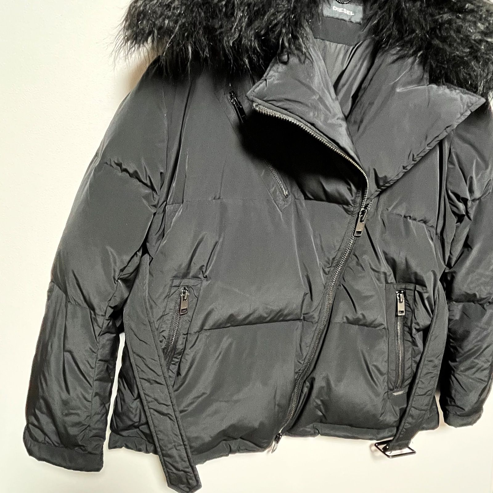 DIESEL ディーゼル ダックダウン コート レディース S 黒 ファー