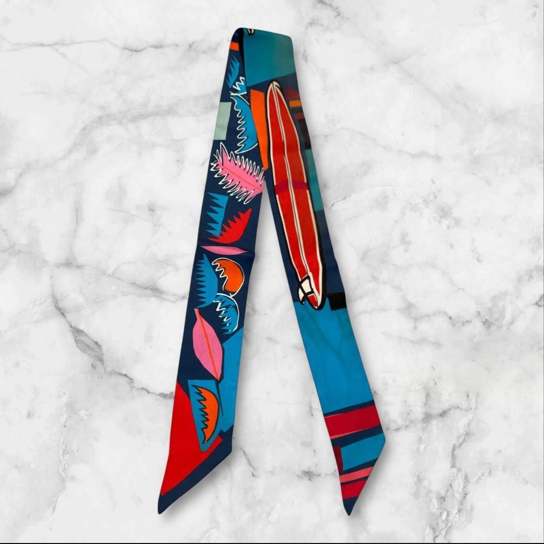 エルメス ツイリー スカーフ ネイビー系 幾何柄 シルク100% - メルカリ