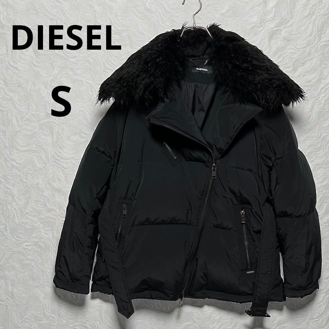 55DSL ディーゼル ダウンジャケット ダックフェザー DIESEL ディーゼル ダックダウン コート レディース S 黒 ファー