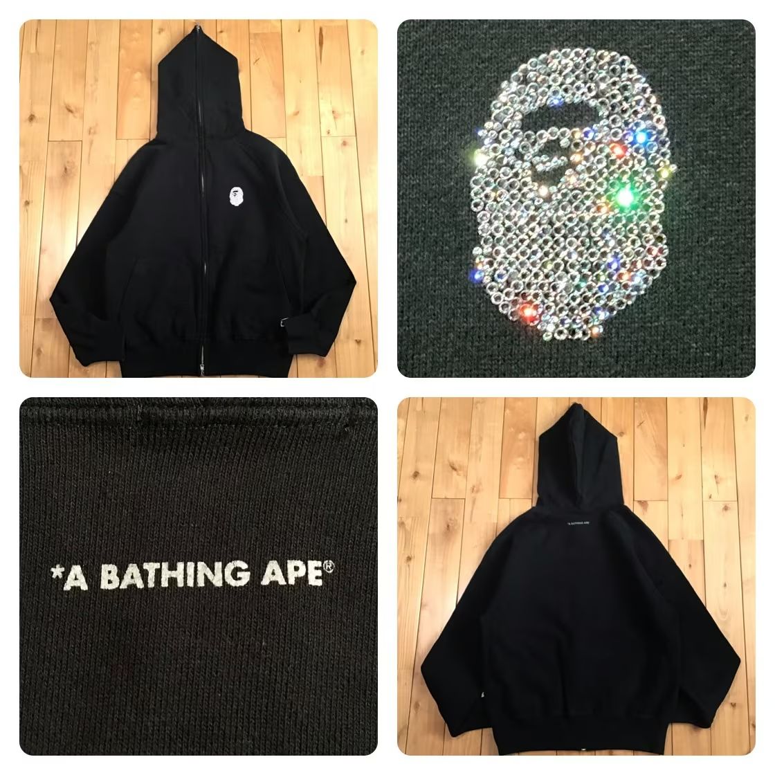 ☆青山限定☆ スワロフスキー BAPE HEAD フルジップ パーカー Sサイズ