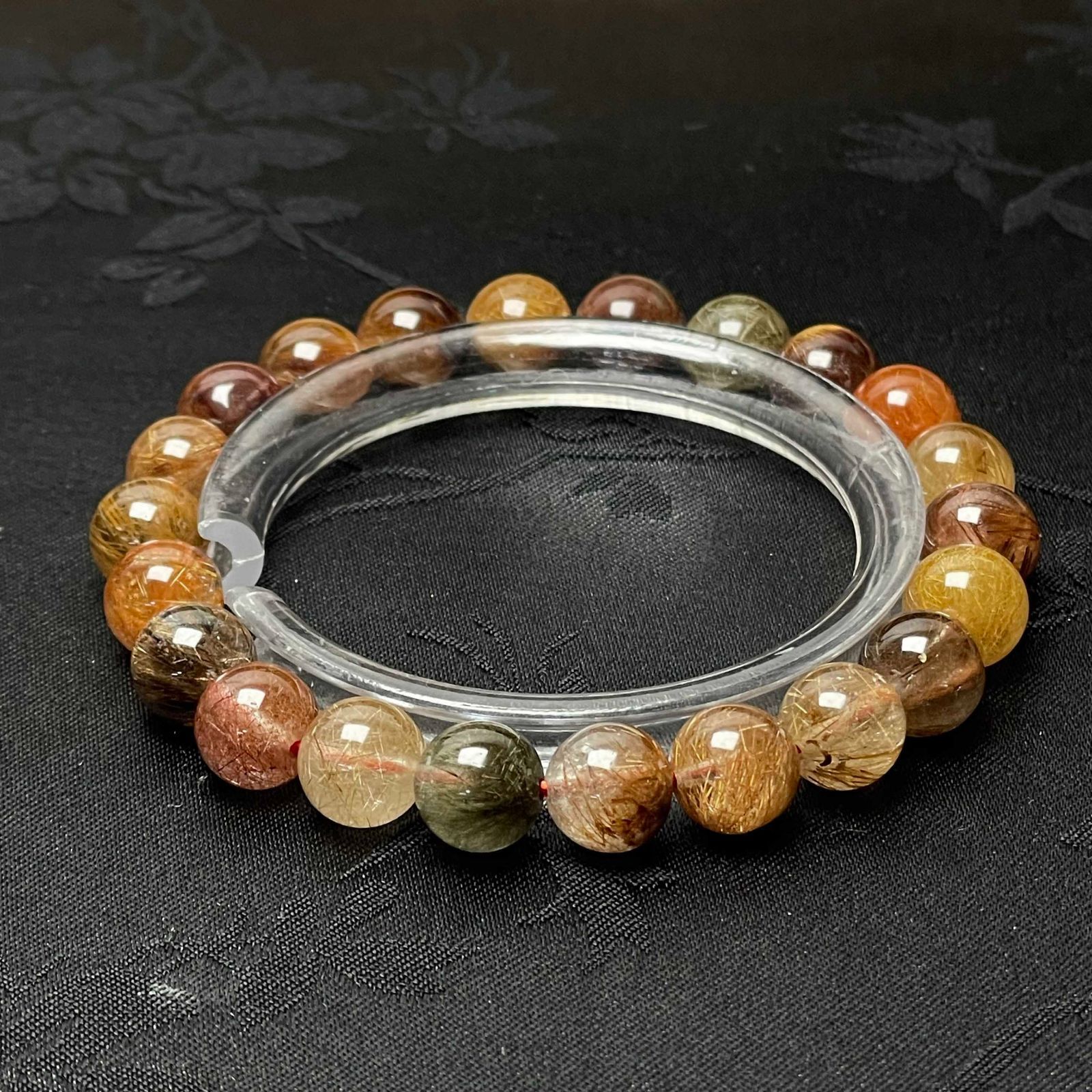 天然美品☆【65Aカラフルブラウンルチルクォーツ】☆ブレスレット
