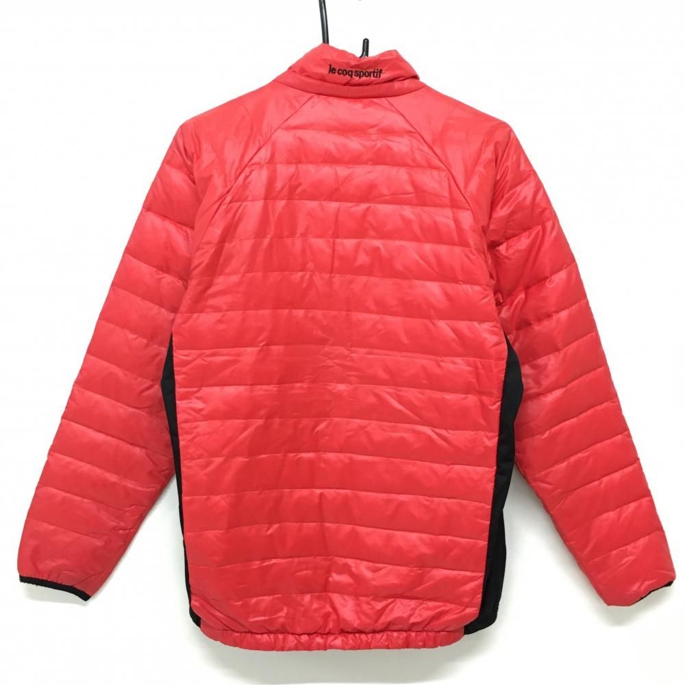 美品】ルコック ダウンジャケット レッド×黒 ロゴ刺しゅう 袖下