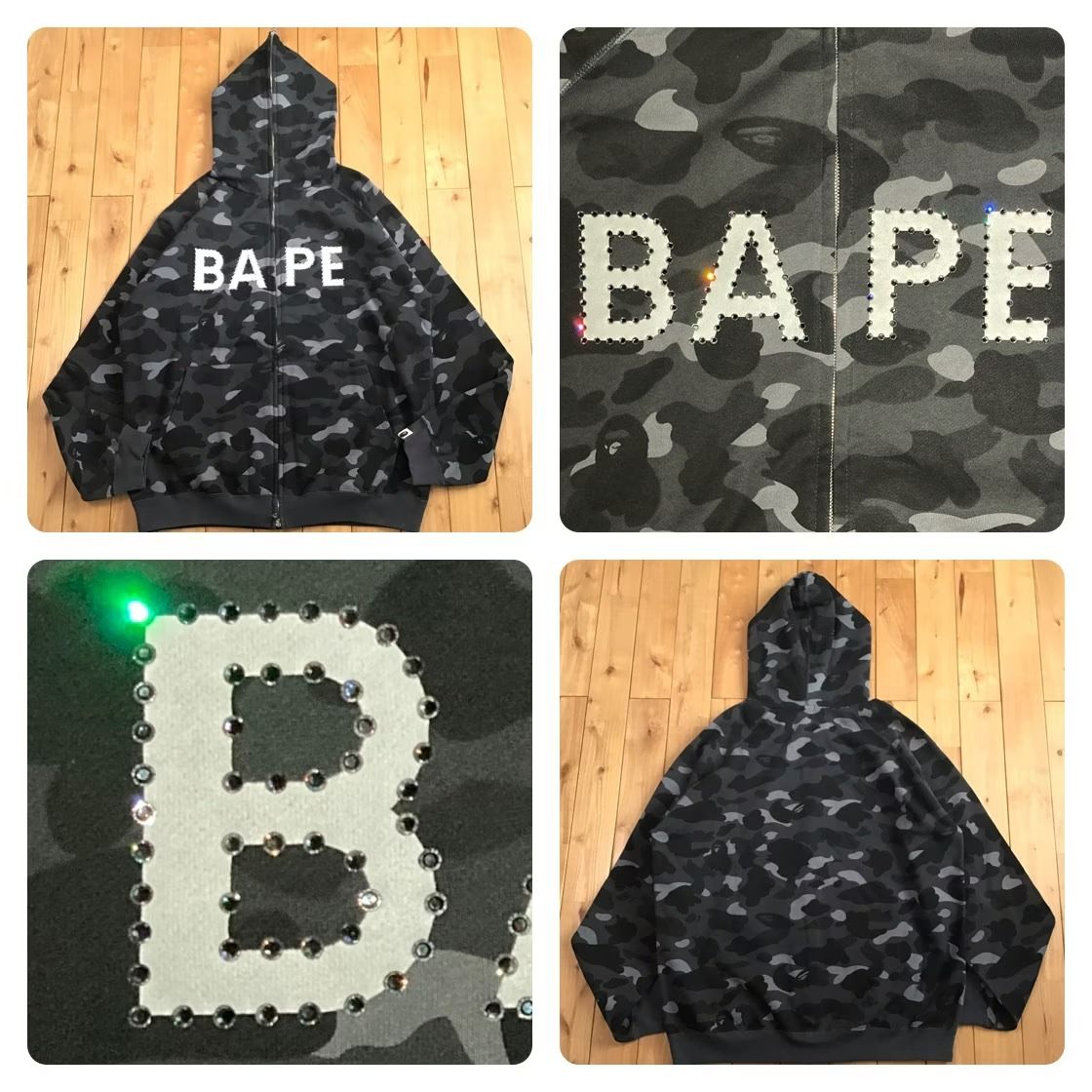☆XL☆ スワロフスキー パーカー a bathing ape Swarovski BAPE CAMO