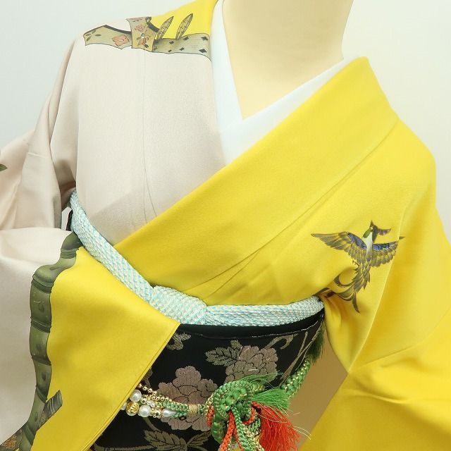 甲斐泰造　作家物　振り袖　フルセット　別誂長襦袢　螺鈿入り　落款　花紋　367 甲斐泰造 作家物 振り袖 フルセット 別誂長襦袢 螺鈿入り 落款 花紋