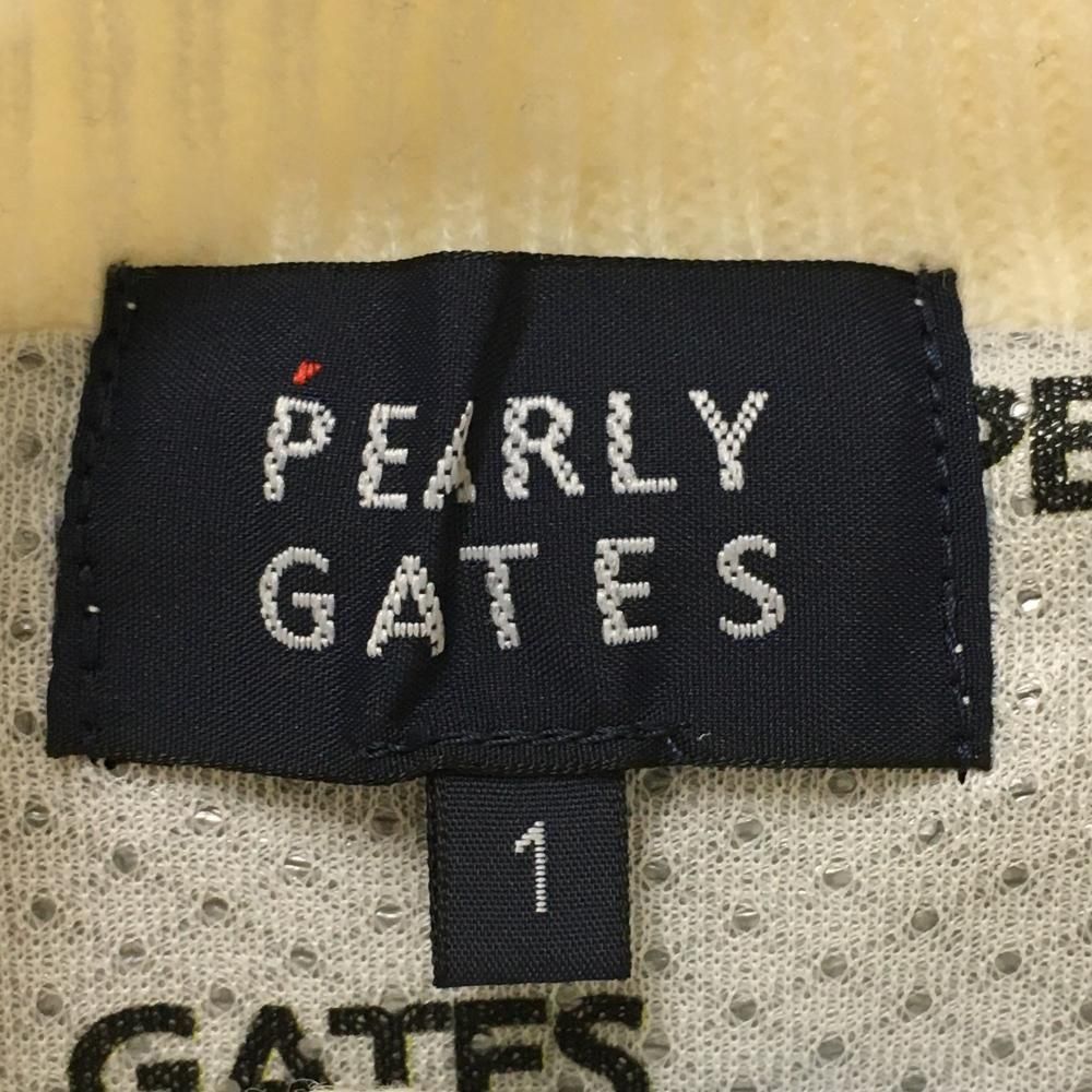 超美品】パーリーゲイツ ニットジャケット 白×黒 ロゴブルー 裏地ニコ