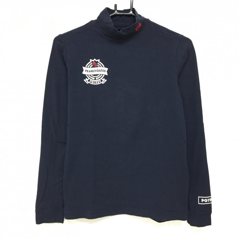 パーリーゲイツ 長袖ハイネックシャツ ネイビー ロゴプリント