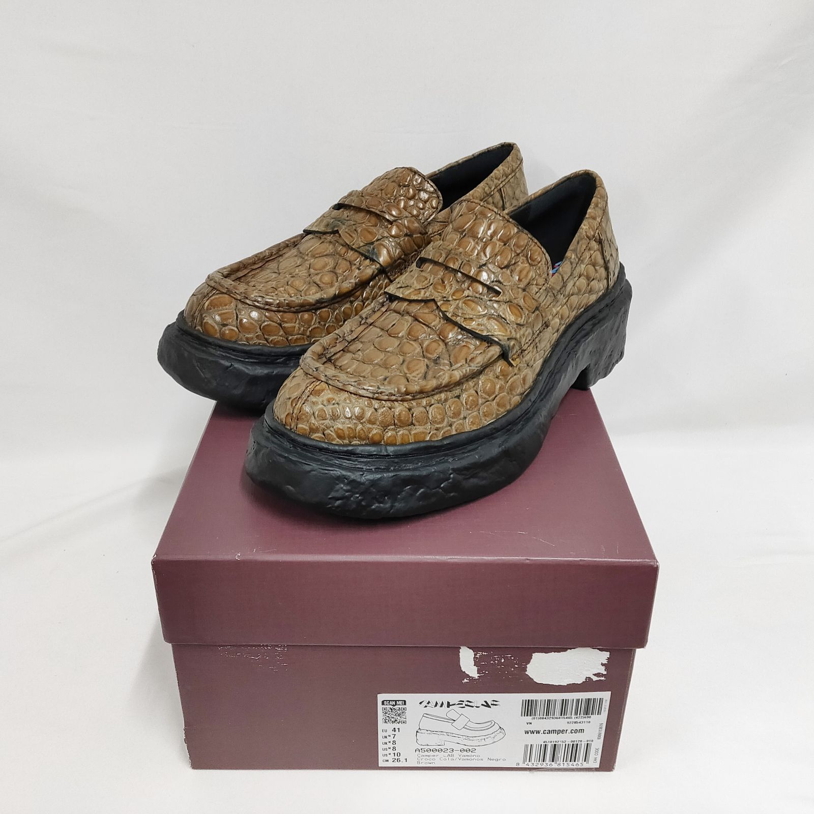 新品 未使用 カンペールラボ バモノス フラットシューズ ブラウン 26cm