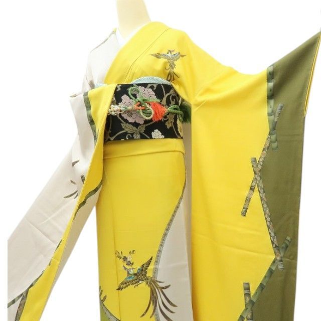 六花-RIKKA- 美品 正絹 螺鈿作家 甲斐泰造落款❀宝石級の唐花と花喰い