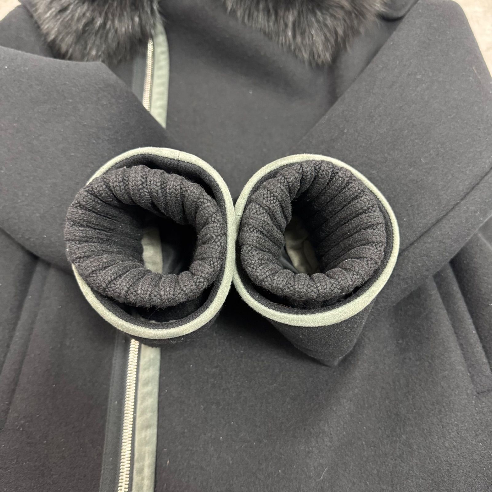 Drawer ドゥロワー ウールメルトン ファー ブルゾン ライダース