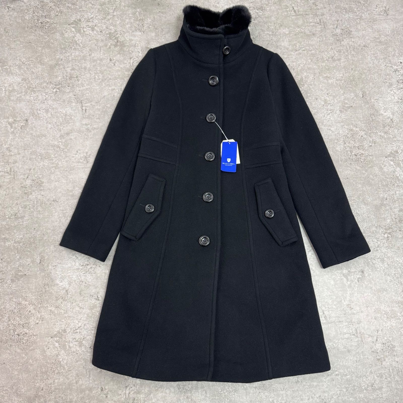 BLUE LABEL CRESTBRIDGE ダブルコート黒36 S 未使用】BLUE LABEL CRESTBRIDGE ブルーレーベルクレストブリッジ