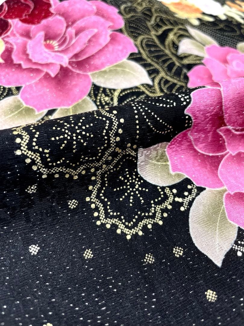 振袖 金彩 銀通し 紋意匠 刺繍 花々 身丈169cm 撥水加工済 MO3248 