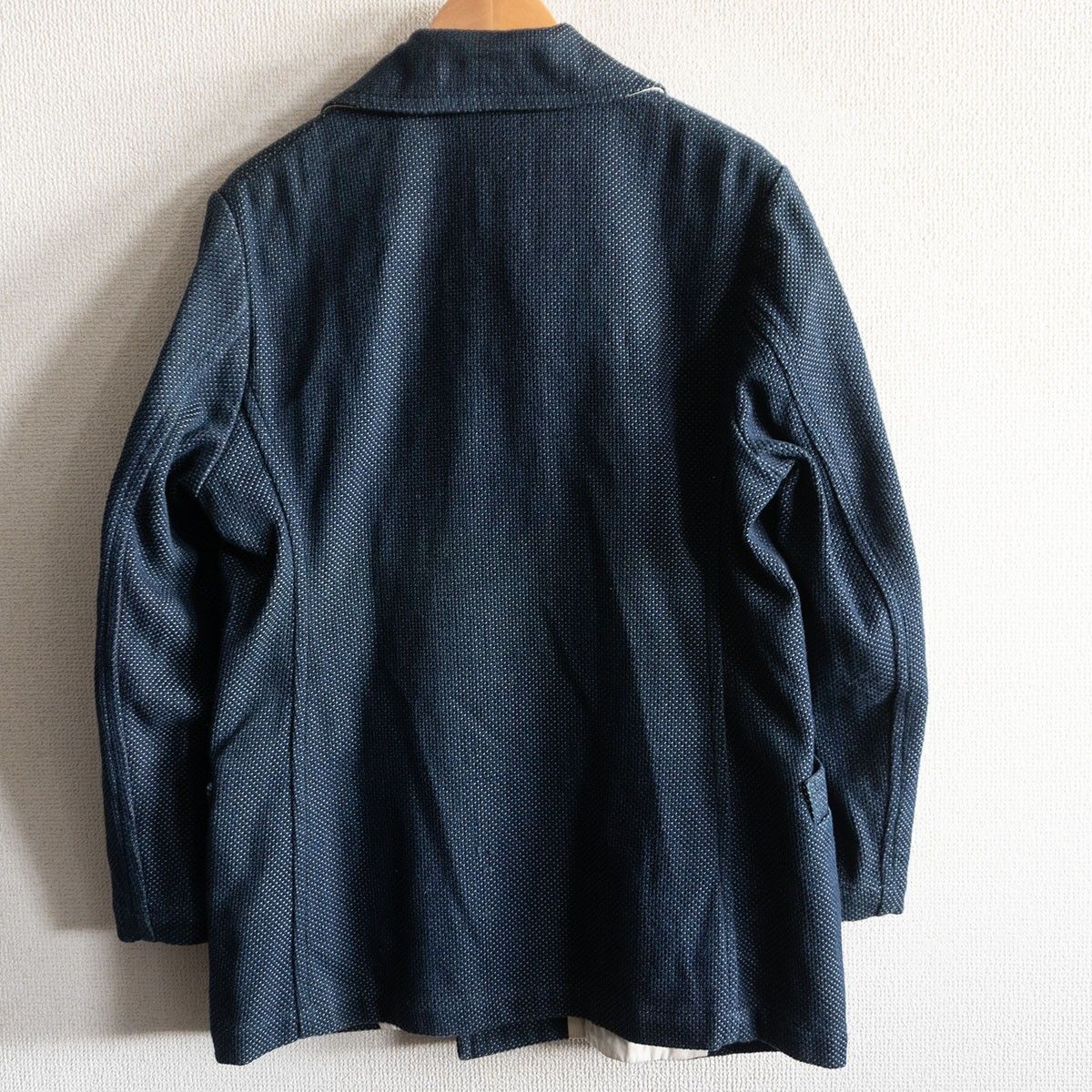 メンズ BLUE BLUE JAPAN 刺し子 ピーコート ブラック 古着