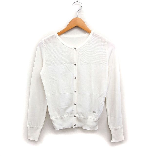 フォクシー FOXEY コットン ニット カーディガン 無地 38 ホワイト 白