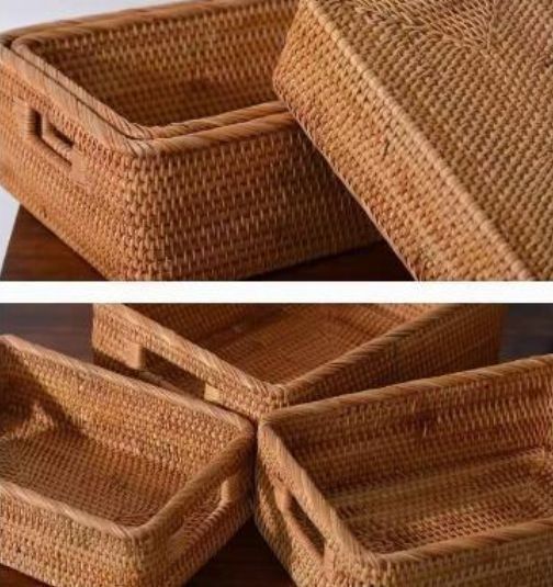 籐かご ラタン ランドリーバスケット 洗濯カゴ 収納ボックス 編み
