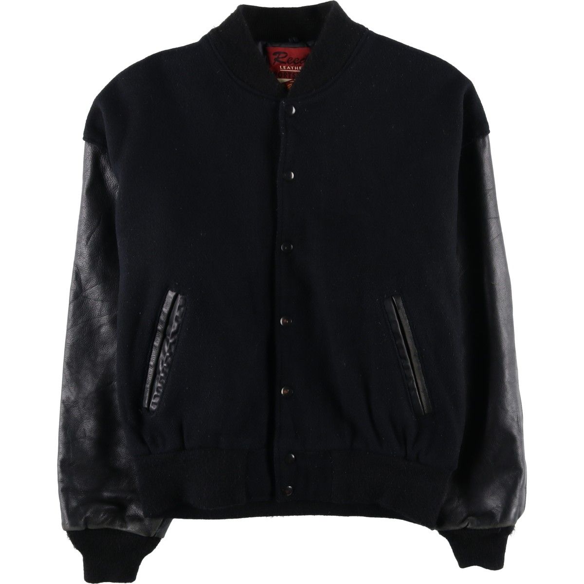 古着 80~90年代 Reed 袖革ウールボタンスタジャン バーシティ