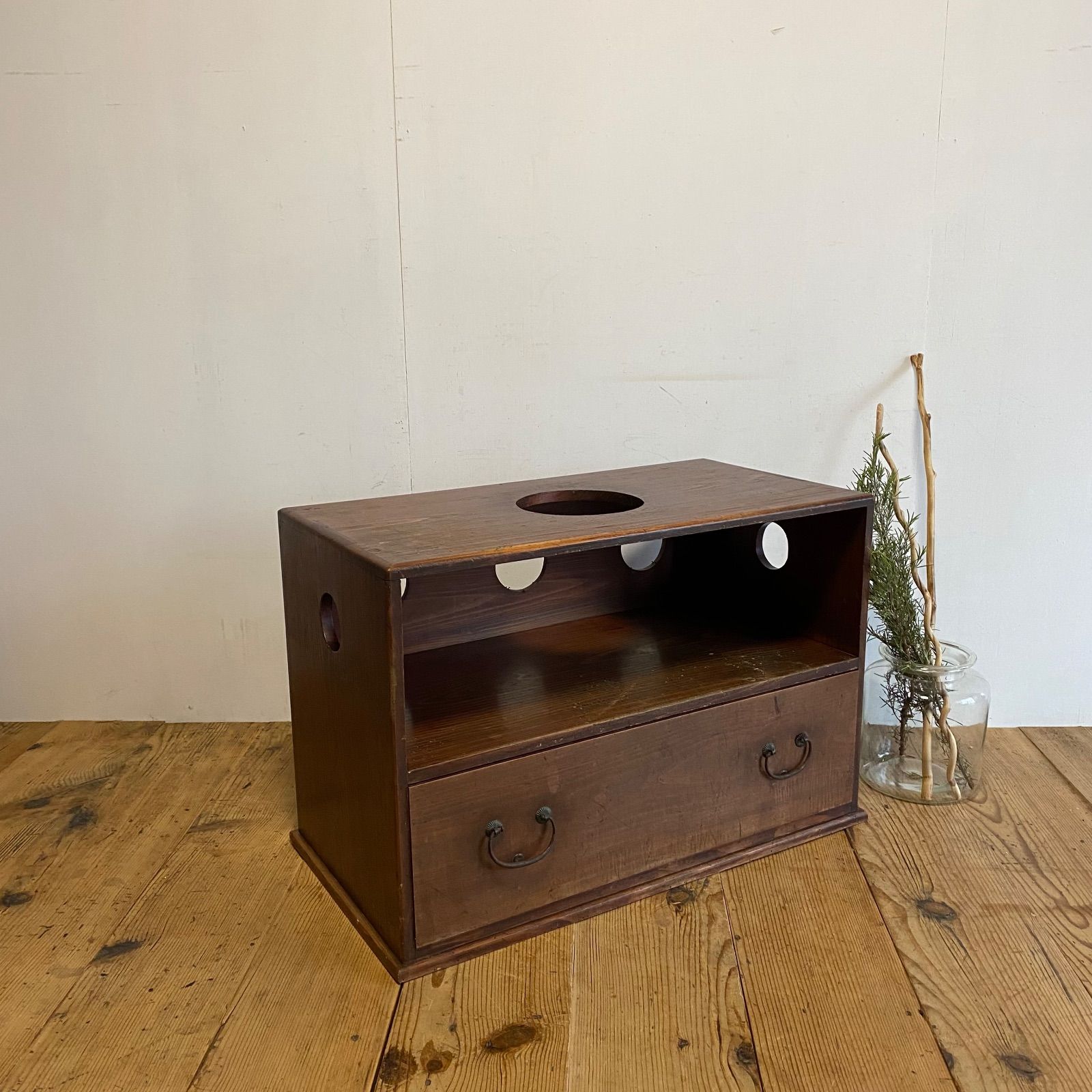 アンティーク 木製 収納箱 道具箱 テレビ台 古家具 古道具 ローボード