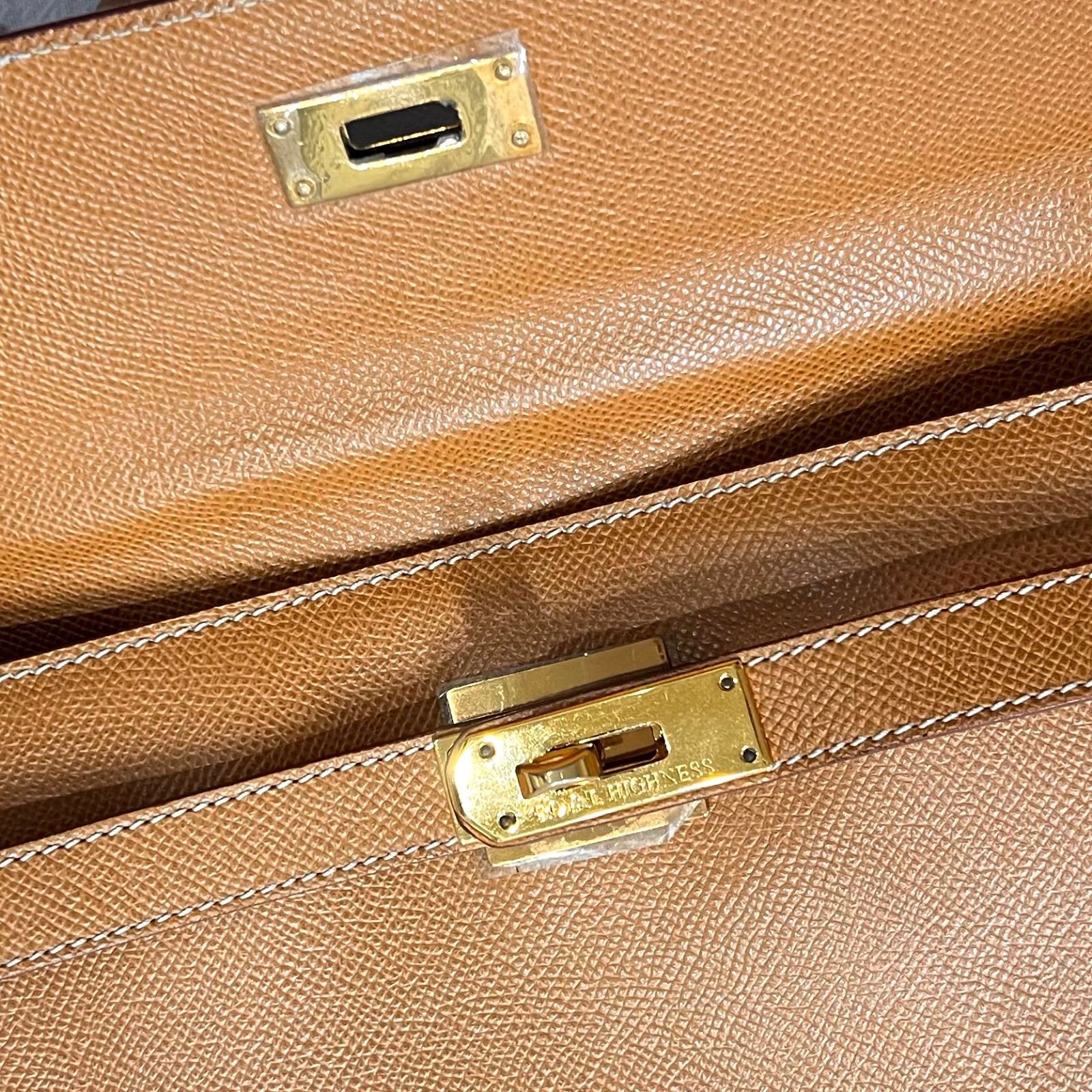 美品☆ROYAL HIGHNESS ロイヤルハイネス レザー ハンドバッグ ブラウン 