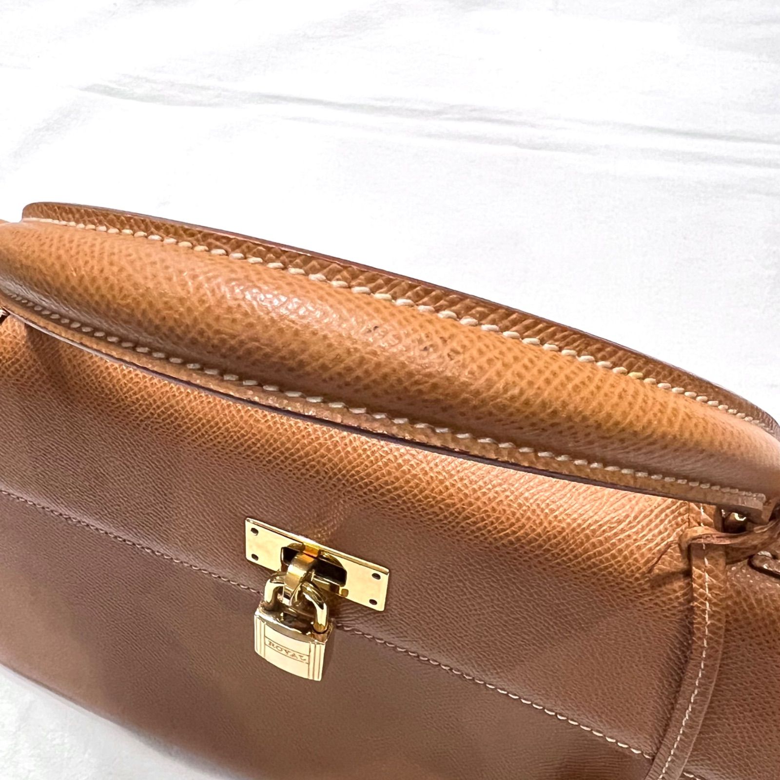 美品☆ROYAL HIGHNESS ロイヤルハイネス レザー ハンドバッグ ブラウン 