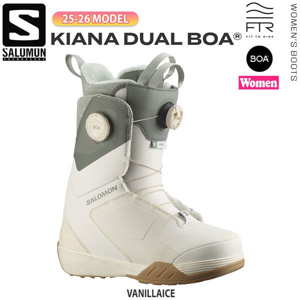 25-26 サロモン キアナデュアルボア SALOMON KIANA DUAL BOA スノーボード 靴 25-26-BT-SLM バニラアイス 22 22.5 23 23.5 24 24.5 25 25.5 26