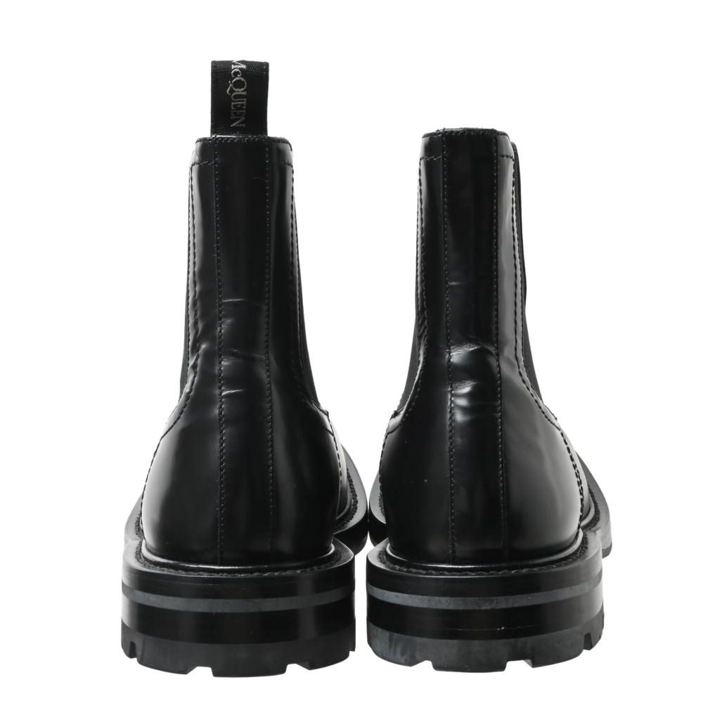 Alexander McQueen レザー サイドゴア ブーツ - メルカリ