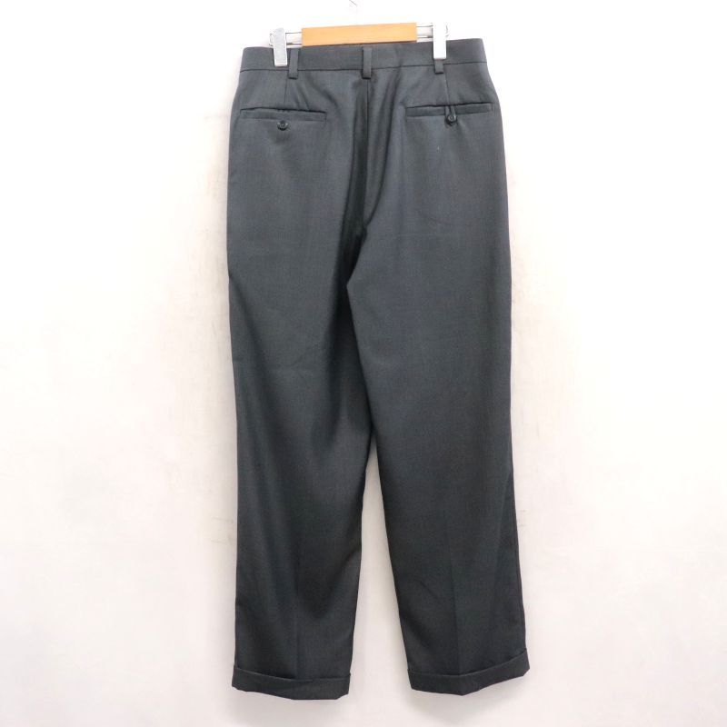 00's【perry ellis】2タック　スラックス　黒 PERRY ELLIS- 2tuck poly wide slacks ・ 1978年アメリカを代表する