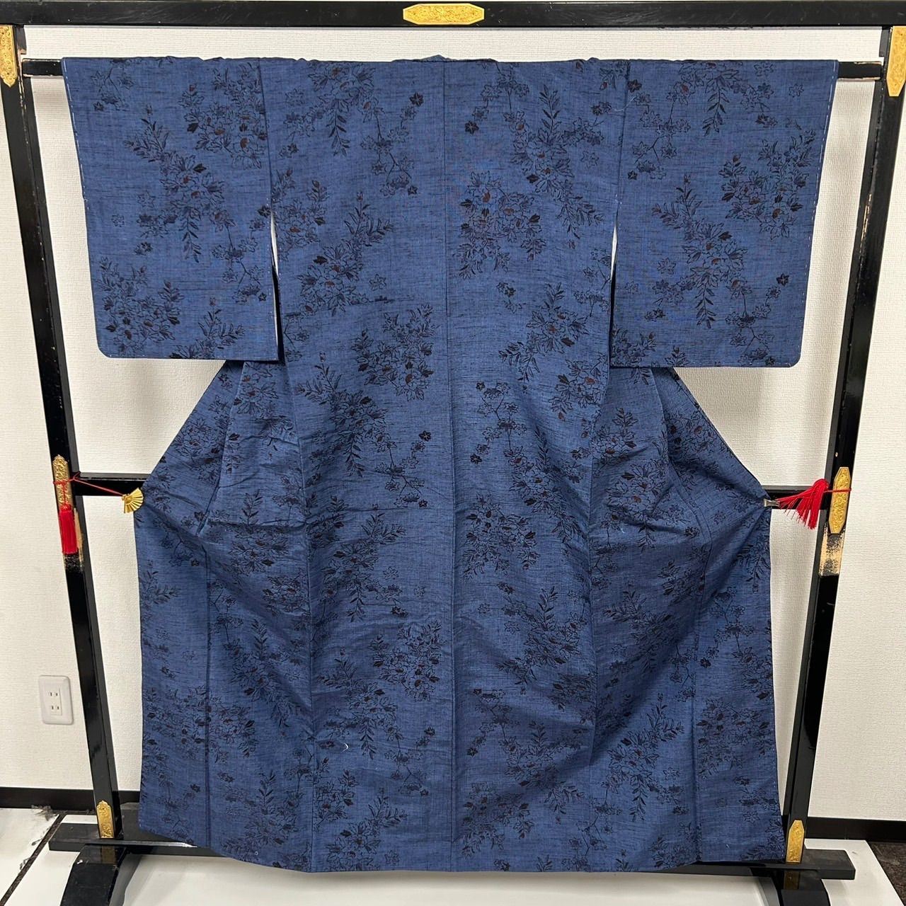 にゃん吉様❪7894❫ ❁ 小紋 (正絹) ❁ 藍染 にゃん吉様❪7894❫ ❁ 小紋 (正絹) ❁ 藍染 にゃん吉様❪7894