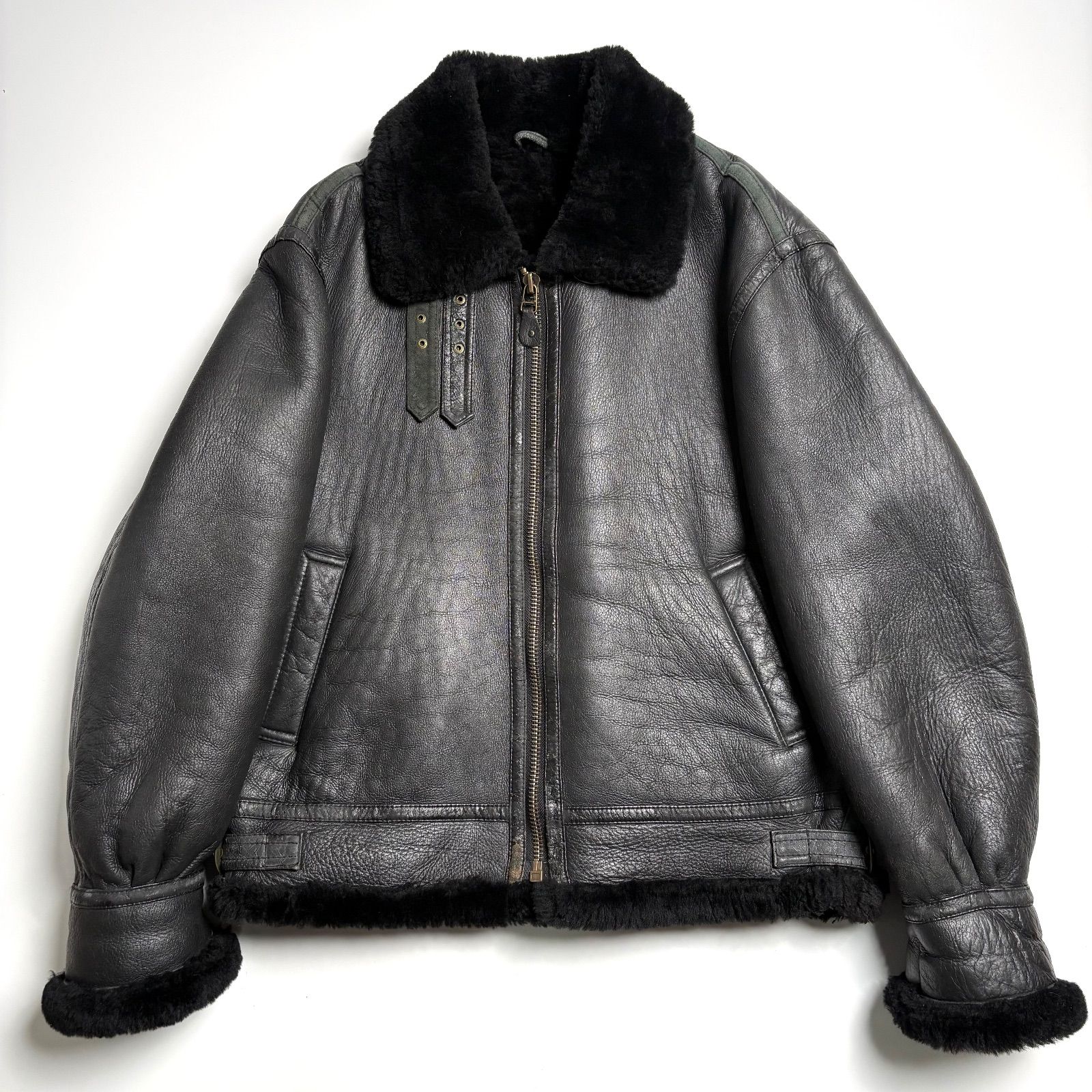 羊革】JK MEMBERS ムートンジャケット 黒 LL フライトジャケット B-3