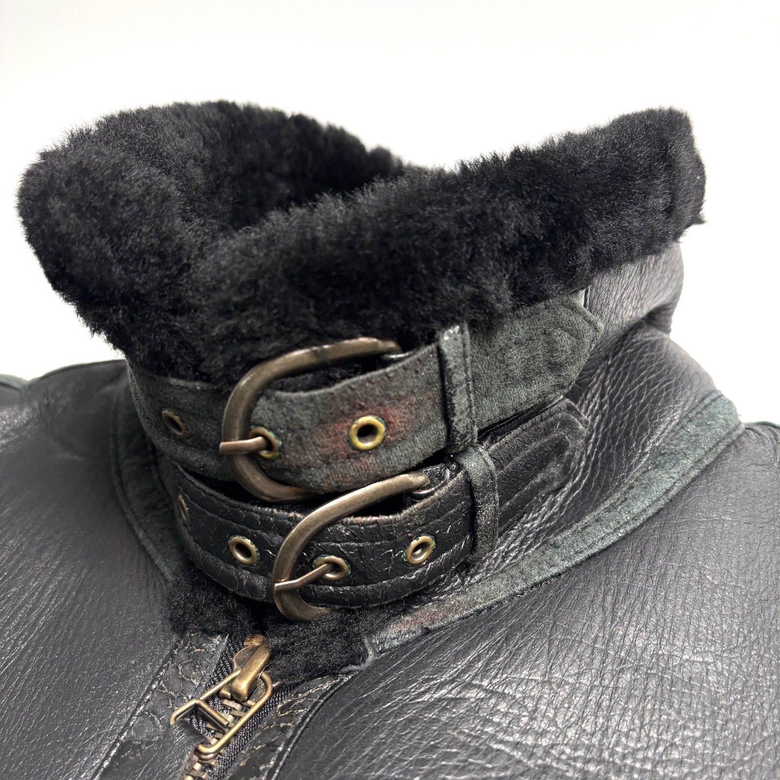 美品J.K MEMBERS B-3 ムートンジャケット フライトジャケット M 羊革】JK MEMBERS ムートンジャケット 黒 LL フライトジャケット B-3