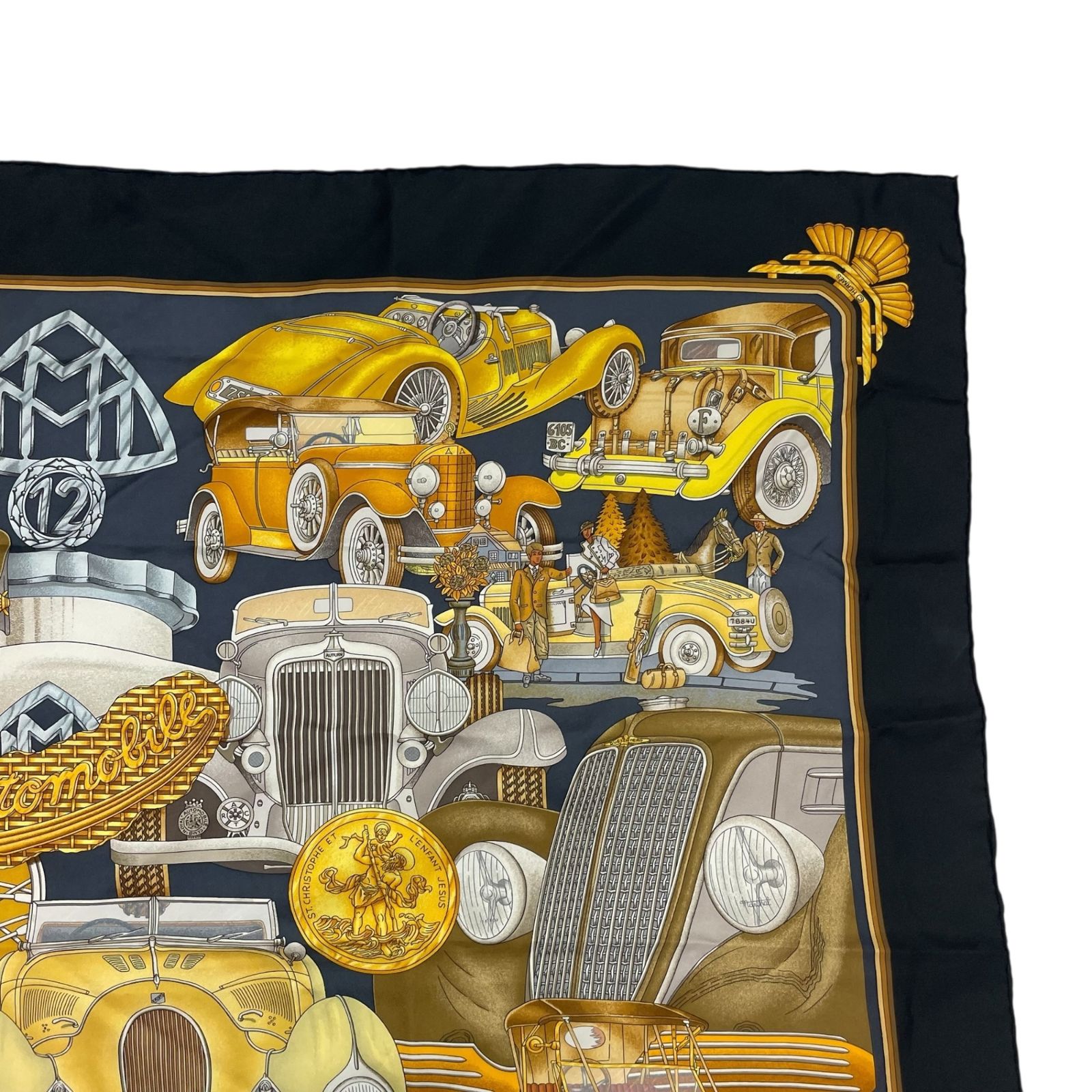 エルメススカーフ カレ90/柄名:自動車の快適 HERMES（エルメス） カレ90『AUTOMOBILE 自動車の快適』大判スカーフ