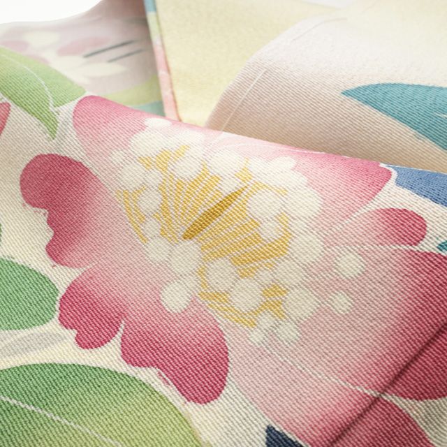 新古品】 訪問着 着物 フォーマル 未使用 正絹 袷 手描き友禅 薄黄色