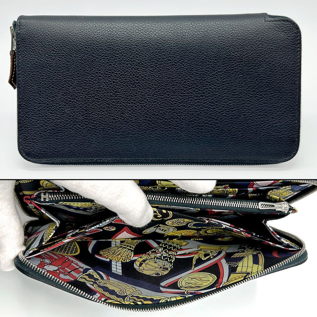 エルメス HERMES アザップシルクインロング シルバー金具 W刻印 長財布