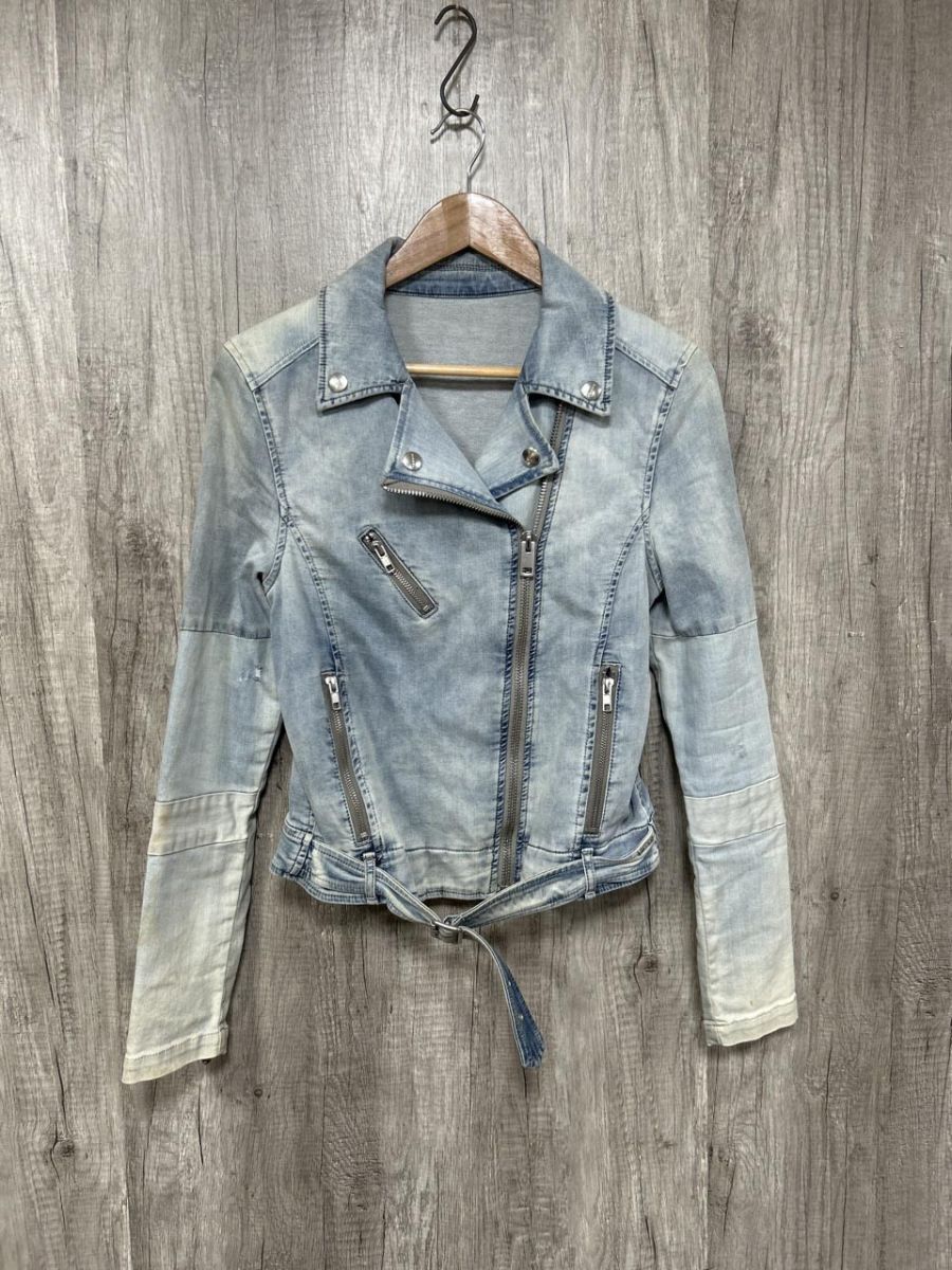 美品 DIESEL シングルライダース デニムジャケット ラメ加工 DIESEL ディーゼル デニムライダースジャケット Gジャン デニム