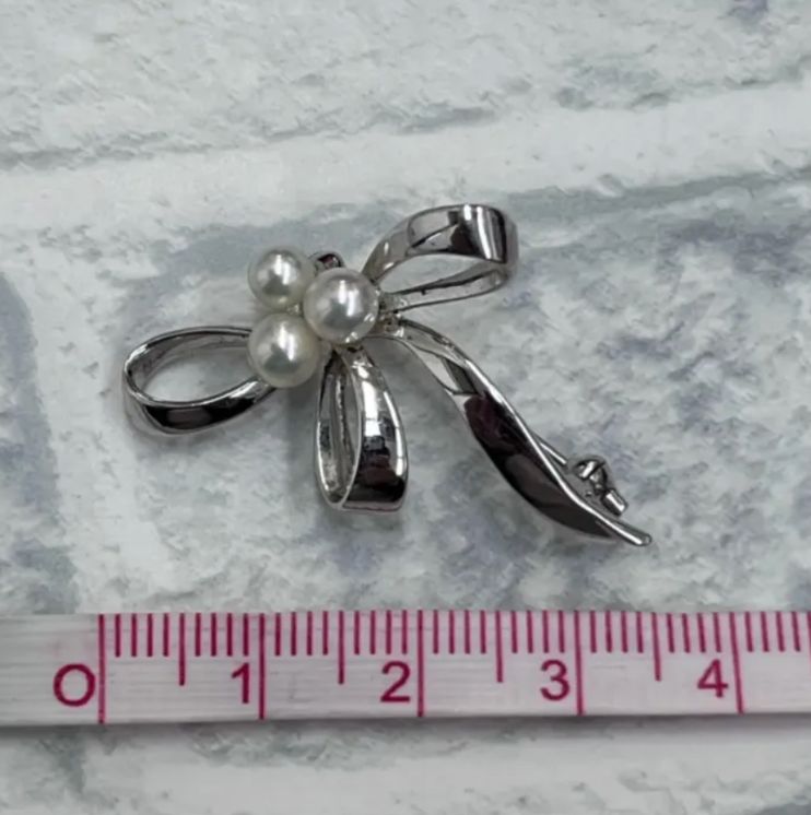 N 値下げ中【ヴィンテージ】141 ミキモト MIKIMOTO リボン パール付き