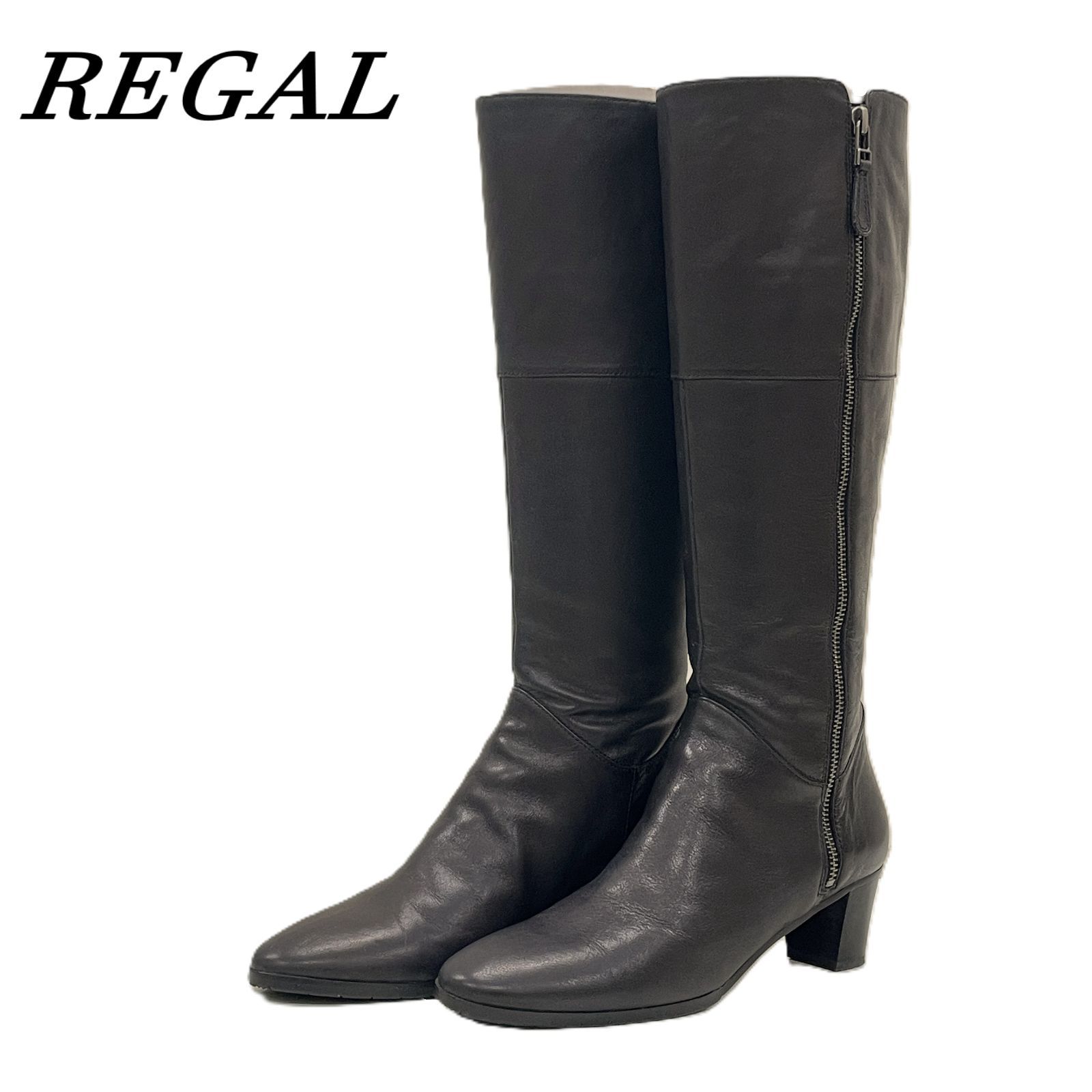 REGAL リーガル ロングブーツ サイドジップ 24.5㎝ 黒茶系 - メルカリ