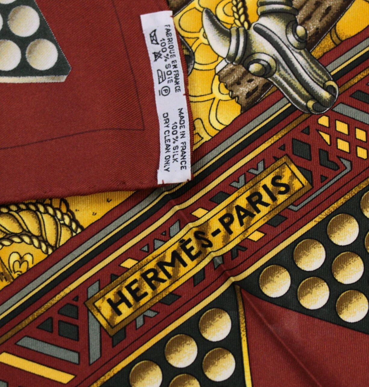 ★美品★HERMES-PARIS スカーフ L'OR DES CHEFS Hermès L'Or Des Chefs 90