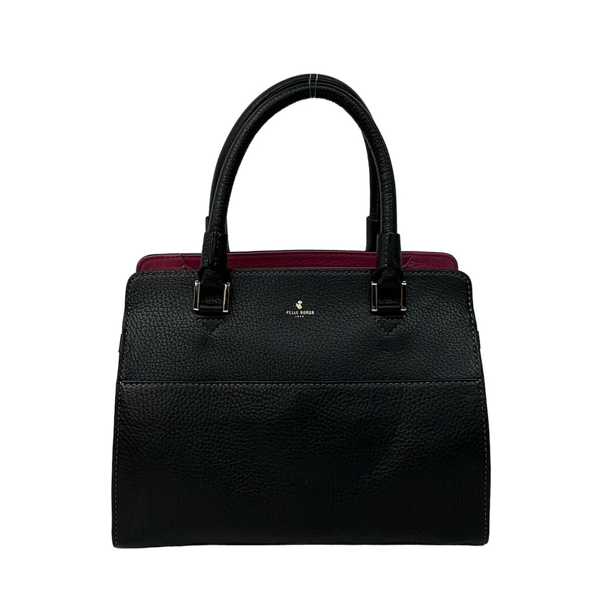 PELLE BORSA(ペレボルサ) ハンドバッグ - 黒×ピンク レザー 【公式通販】