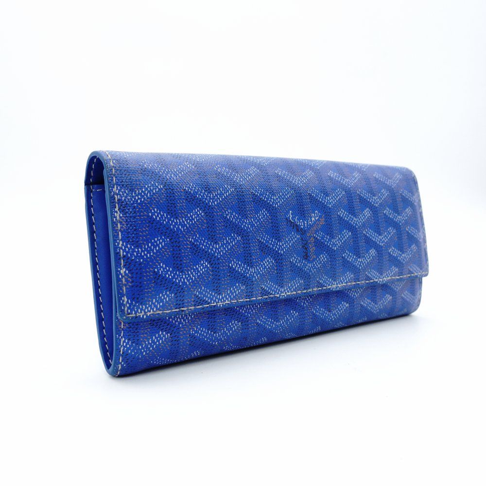 ゴヤール GOYARD ヴァレンヌ ロング ウォレット 長財布 ブルー ロゴ 青