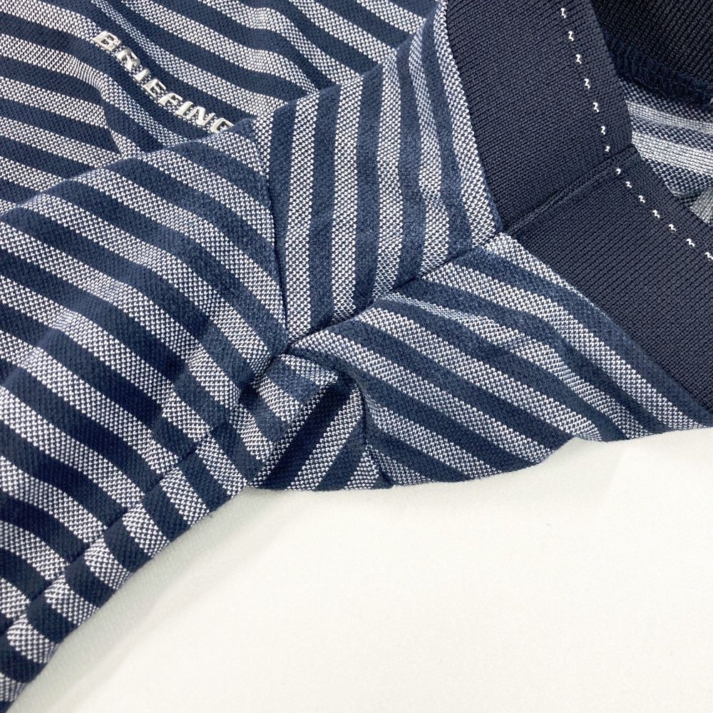 BRIEFING ストライプ ポロシャツ Sサイズ ネイビー/ホワイト　ゴルフ BRIEFING ストライプ ポロシャツ Sサイズ ネイビー/ホワイト ゴルフ