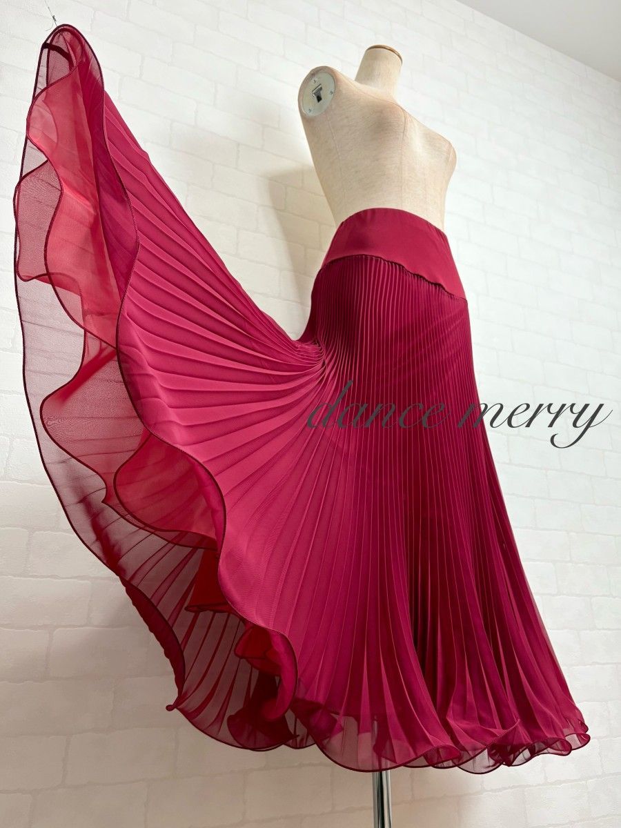 新品　プリーツ　シフォン　社交ダンス　スカート　黒　パーティ　レッスン　1302 新品 プリーツ シフォン 社交ダンス スカート 黒 パーティ レッスン