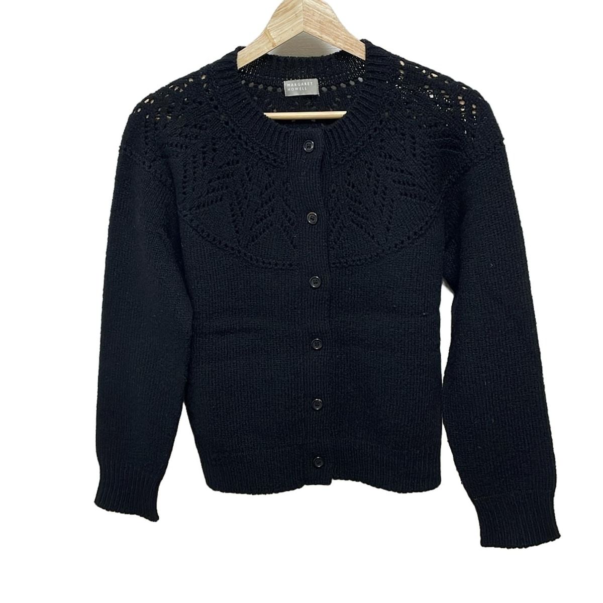 MARGARET HOWELL 黒 カーディガン Lサイズ WASHABLE WOOL KNITWEAR | MARGARET HOWELL（マーガレット・ハウエル