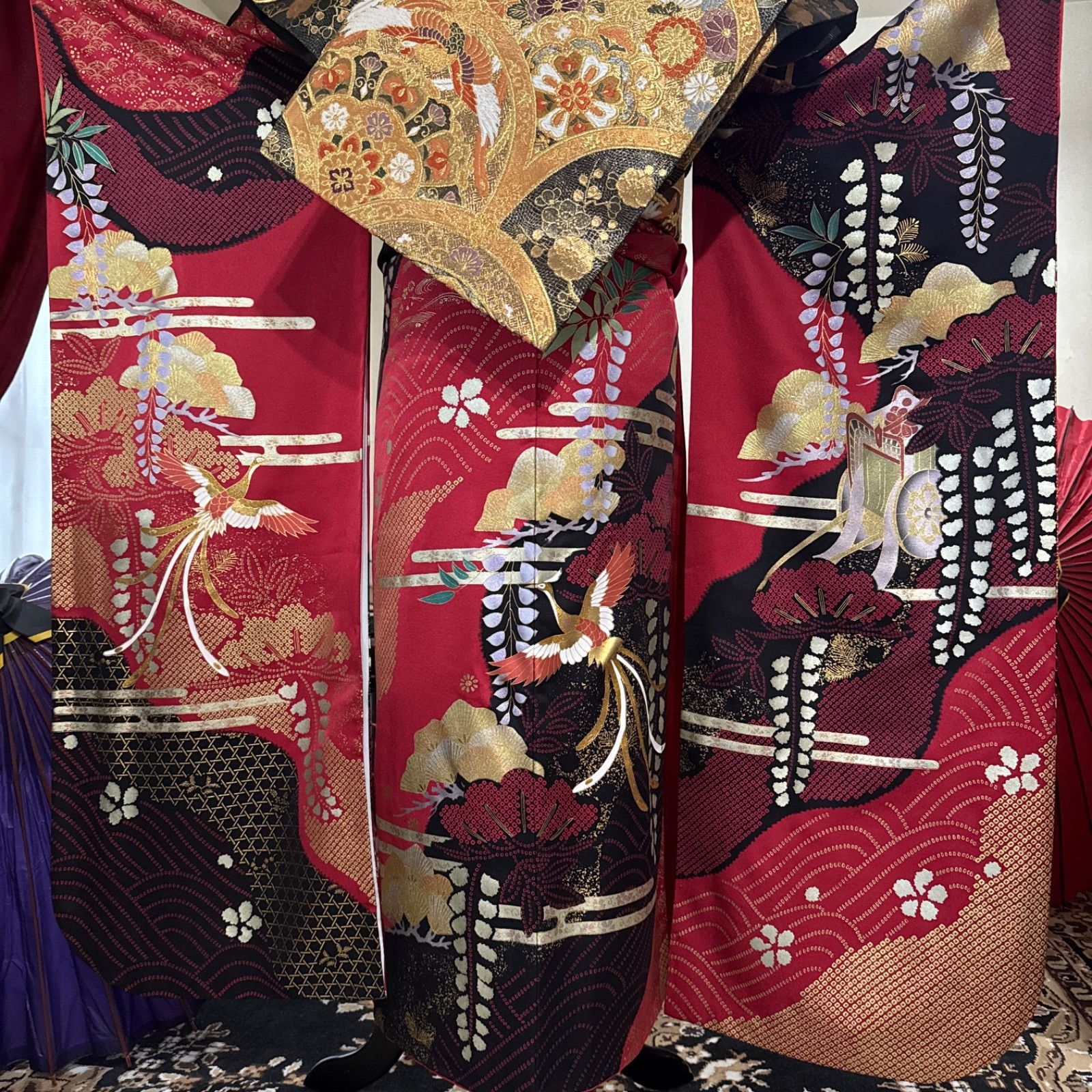 豪華振袖セット(6点)・袋帯・半衿・重ね衿・帯揚げ・帯締め・古典柄