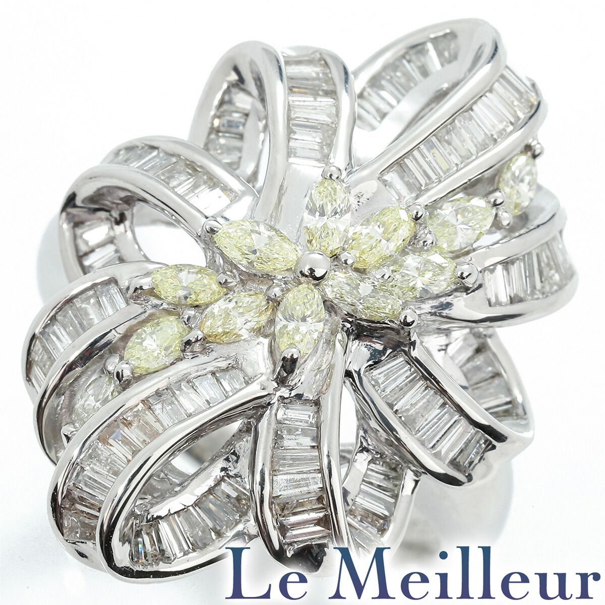 ダイヤモンド 1.06ct ダイヤモンド 0.55ct プラチナ Pt900 イエロー 
