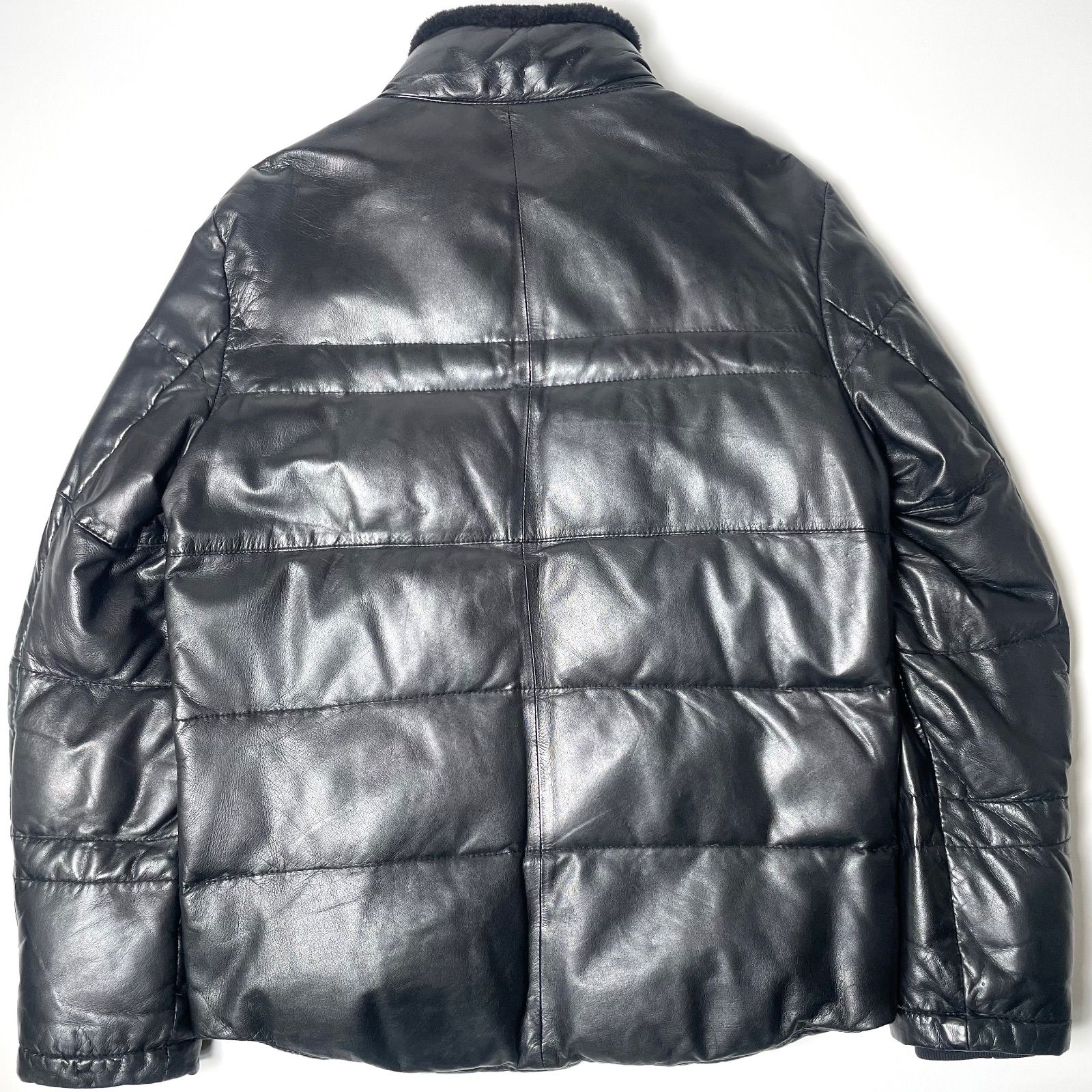 羊革】theory レザー ダウンジャケット 黒 38 衿ムートン - メルカリ