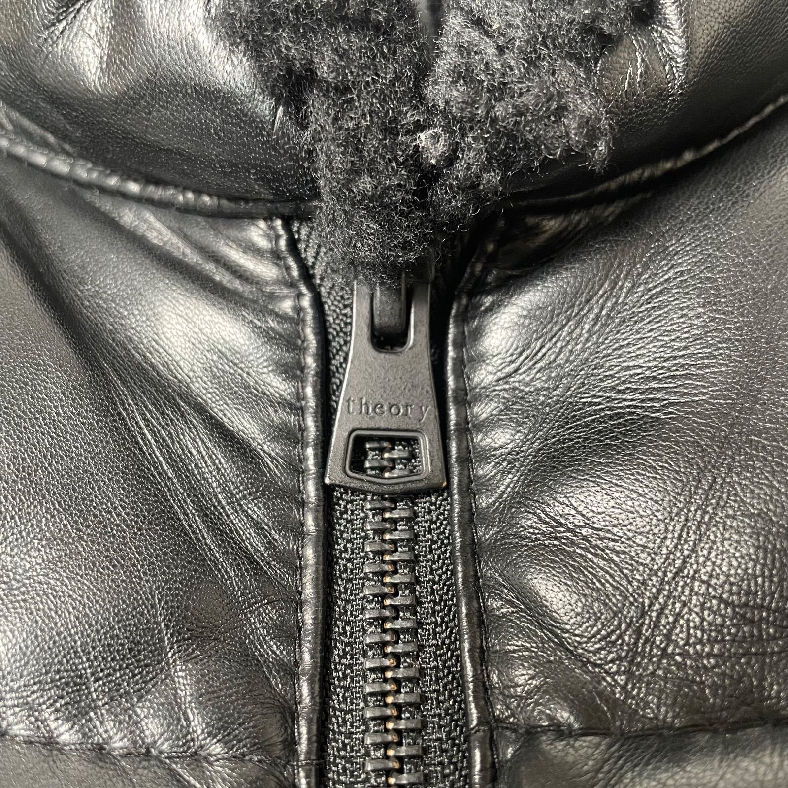 羊革】theory レザー ダウンジャケット 黒 38 衿ムートン - メルカリ